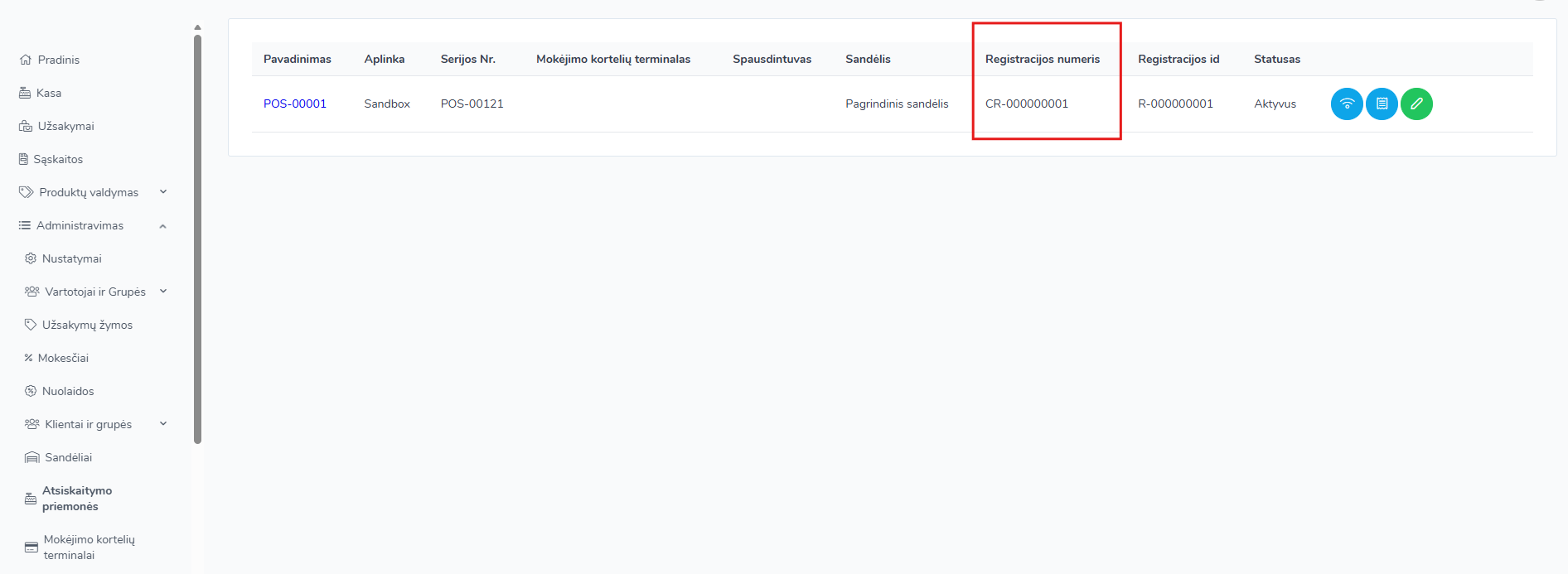 Paysera POS sistemos langas